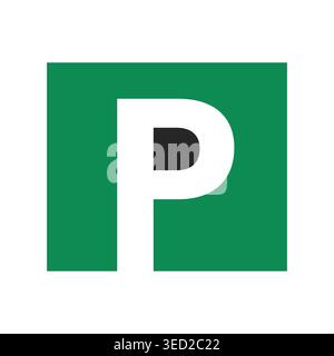 Clean and professional square icon featuring the letter P in a modern minimalist style. Perfect for branding, logos, apps, UI design, and digital proj Stock Vector