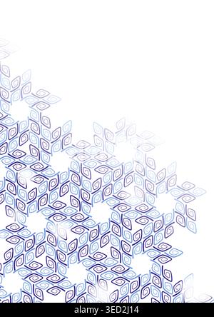 Winter stars snowflakes background. Shades of blue spirals on white background. Vanishing background with place for text Stock Vector