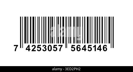 Code bar. Long bar code icon. Qr ticket. Scan line label. Black product price sign isolated on white background. Qrcode sticker. EAN tag. Scanner Stock Vector