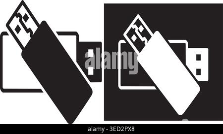 USB Flash Drive Icon Set, Data Storage Device and Transfer Technology Symbol Stock Vector