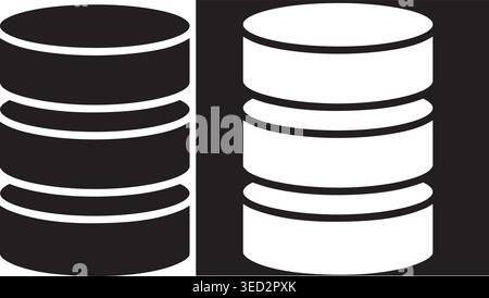Database Storage Icon Set, Server Data Stack Symbol for Technology and Cloud Computing Stock Vector