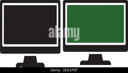 Computer Monitor Icon Set, LCD Screen Display Symbols for Technology and Office Use Stock Vector