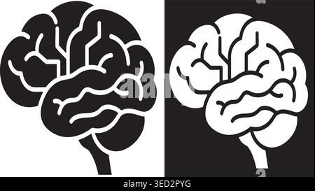 Brain Icon Set, Artificial Intelligence and Human Mind Thinking Concept Symbol Stock Vector