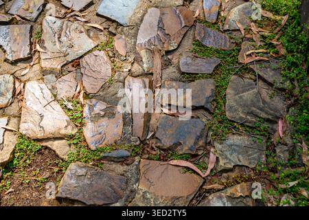 An old road lined with natural stone Stock Photo