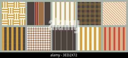 Minimalist Striped and Checkered Patterns Set Stock Vector