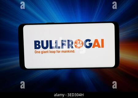 Stuttgart, Germany - 04-23-2026: In this photo illustration, the logo of US life sciences company BullFrog AI is displayed on a smartphone Stock Photo