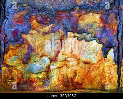 Abstract colorful stone texture with swirling rock patterns and vibrant flowing lines. Stock Photo