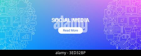 Social Media Line Website Banner Stock Vector