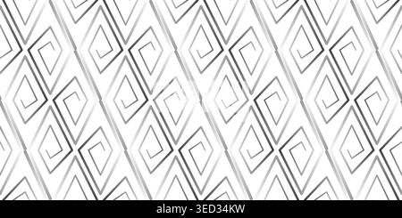 Monochrome gradient spirals on white background. Seamless minimalist geometric pattern of rhombuses. Stylized antique ornament Stock Vector