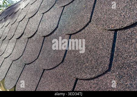 Close-up of dark, textured roofing shingles Stock Photo