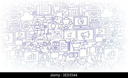 Line Social Media Communication Banner Stock Vector