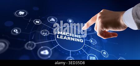 Machine Learning Technology Concept with Neural Networks and Artificial Intelligence Algorithm Data Analysis. Stock Photo