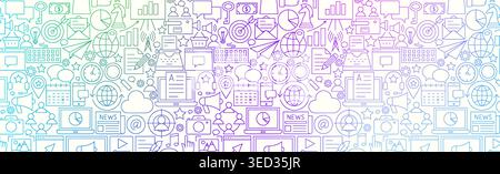 Long Outline Digital Marketing Banner Stock Vector