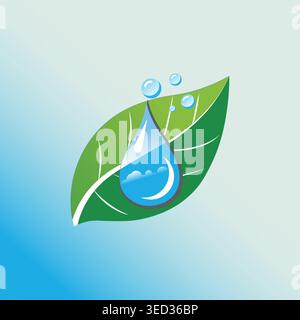 Eco Water Drop Leaf Sustainability Nature Logo Vector Illustration Stock Vector