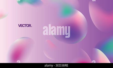Abstract Pastel Gradient with Floating Iridescent Blobs, Futuristic Soft Background Stock Vector