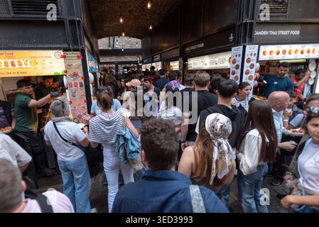 Food stalls in Camden Market, Camden town, London, UK Stock Photo