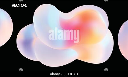 Abstract Colorful Organic Blob Futuristic Fluid Gradient Vector on Black Background Stock Vector