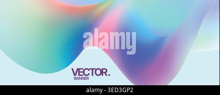 Flowing pastel banners featuring smooth transitions and reflective details Stock Vector