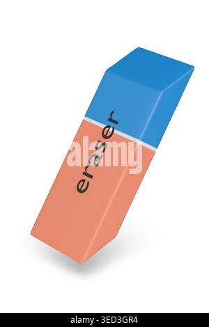 Pencil and ink eraser isolated on white background. 3D illustration. Stock Photo