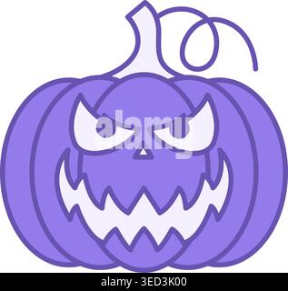 Angry Pumpkin Color Icon. Vector Icon. Cartoon Character for Halloween Stock Vector