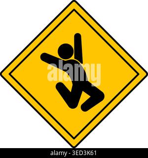 Yellow Sign Beware of Dancing People. Humorous Road Sign. Vector Icon Stock Vector