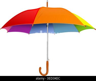 High Detailed varicolored Umbrella on transparent background, isolated vector illustration Stock Vector