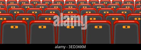Show Time Concept. Cinema and Theatre hall with seats and transparent screen. isolated vector illustration Stock Vector