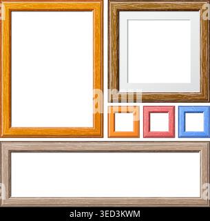 Collect Wooden Frames for Photo or Pictures on transparent background. isolated vector illustration Stock Vector