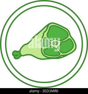 Green Label High Quality Proteins. Vector Icon. Chicken Leg, Meat. Cat's Food Properties. Food Packaging Sticker Stock Vector