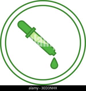 Green Label Acid. Vector Icon. Dropper With Cosmetic Composition. Sticker For Cosmetic Packaging. Skin Care Concept Stock Vector