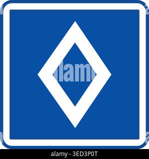 Blue Sign Carpooling. Vector Icon. Warning Road Sign. White Diamond on Blue Background Stock Vector