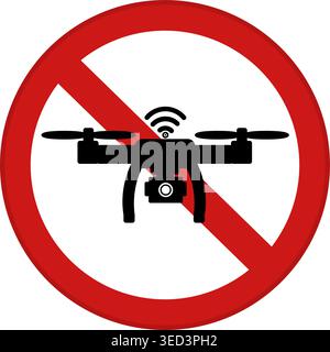 Red Sign No Drone Zone. Vector Icon. Prohibitory Road Sign. Drones Prohibited Stock Vector