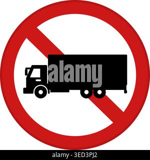 Red No Truck Sign. Vector Icon. Round Prohibition Sign. No Truck Parking Stock Vector
