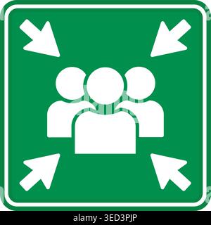 Green Sign Assembly Point. Vector Icon. Emergency Evacuation Symbol. People Assembly Point in Case of Evacuation. Emergency Situation Stock Vector