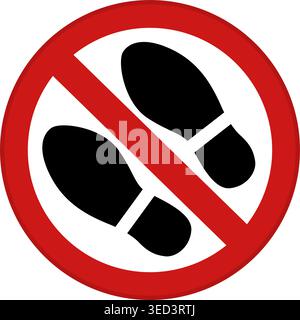 Red Sign No Shoes Please. Vector Icon. Round Prohibition Sign. Request To Remove Shoes Indoors Stock Vector