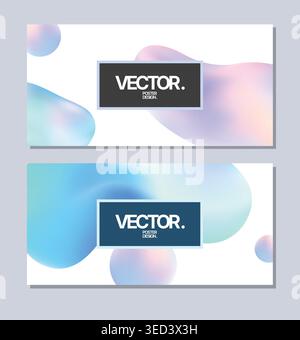 Landing page optimized banners featuring gentle hues and smooth transitions Stock Vector