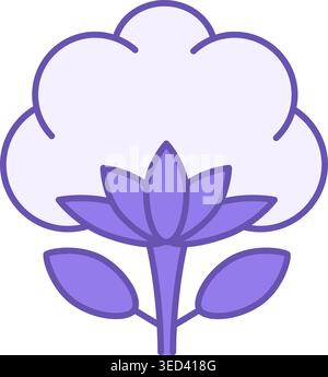Colored Cotton Icon. Vector Illustration. Cotton Flower, Natural Fabric. Material Characteristics Concept Stock Vector
