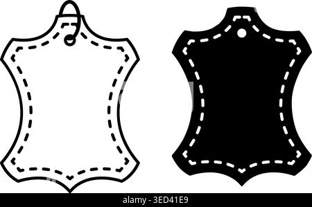 Leather Icons. Black and White Vector Illustrations. Fabric Products, Natural Textiles. Material Characteristics Concept Stock Vector