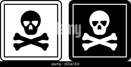 Toxic Signs. Labels for Cardboard Packaging. Black and White Vector Icons. Logistics, Delivery. Warning Symbol, Handle with Care. Stock Vector