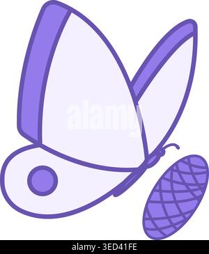 Colored Silk Icon. Vector Illustration. Silkworm Butterfly and Cocoon. Natural Fabric. Material Characteristics Concept Stock Vector