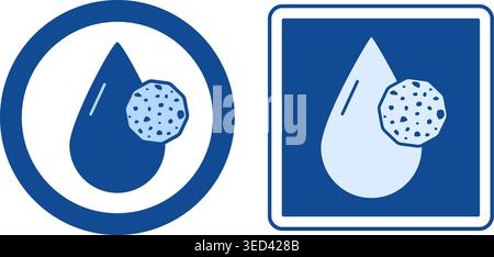 Blue Labels Water and Dust Resistant. Vector Icons. Material or Clothes That Do Not Absorb Moisture and Dust Resistant. Product Packaging Design, Stic Stock Vector