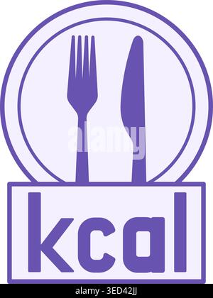 Colored Calories Icon. Vector Illustration. Plate, Fork and Knife. Healthy Lifestyle, Proper Nutrition. Weight Loss and Diet Concept Stock Vector
