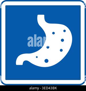 Blue Gastroenterology Sign. Vector Icon. Stomach, Human Internal Organ. Digestive System Treatment. Hospital Department Sign Stock Vector