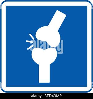 Blue Orthopedy Sign. Vector Icon. Human Bones. Musculoskeletal Treatment. Hospital Department Sign Stock Vector
