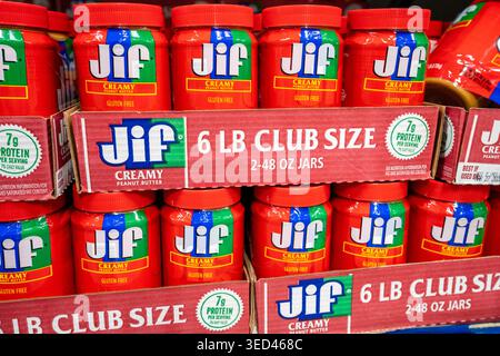 Jif Peanut Butter Jar On Shelf At The Grocery Store Stock Photo