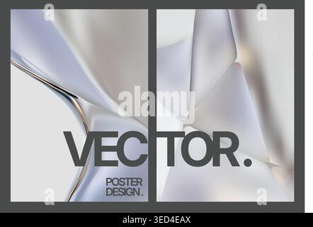Reflective liquid chrome surfaces create futuristic upscale appearance Stock Vector