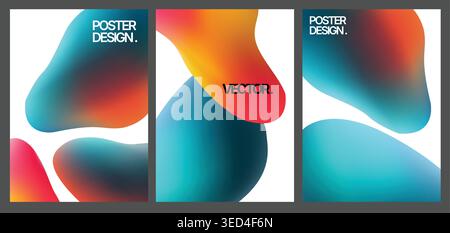 lively and vibrant liquid shapes intersecting to produce eyecatching promotional or packaging visuals Stock Vector