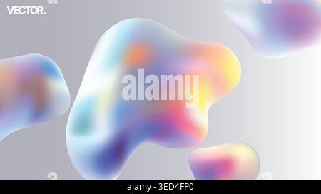 EyeCatching Abstract Liquid Blobs with Soft Gradients and Holographic Glow Effect Stock Vector