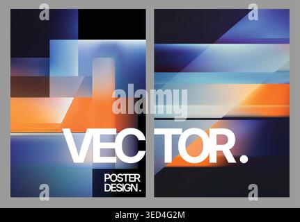 Futuristic poster with bold contrast and reflective surfaces for branding Stock Vector