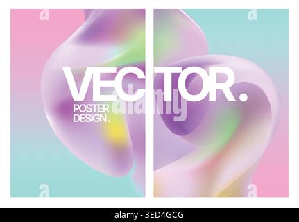 Vibrant iridescent ribbons with silky texture accents for branding Stock Vector